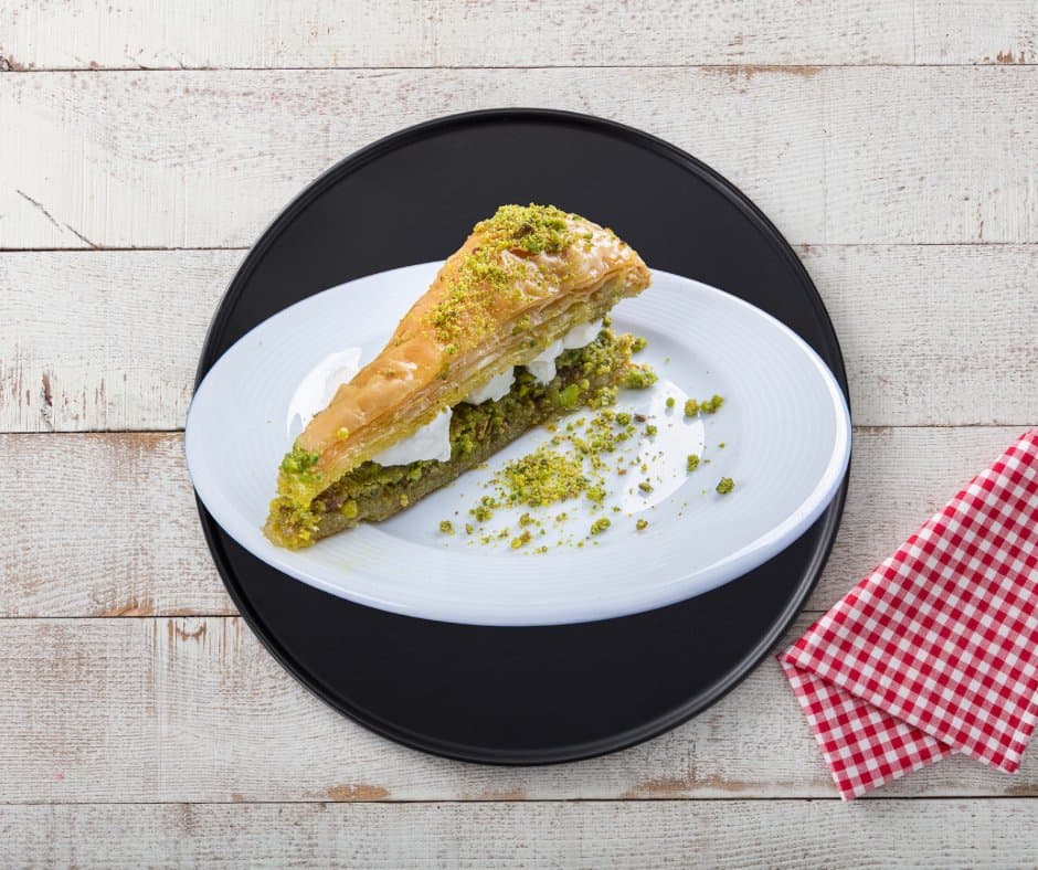 Triangle-cut Baklava with Ice Cream